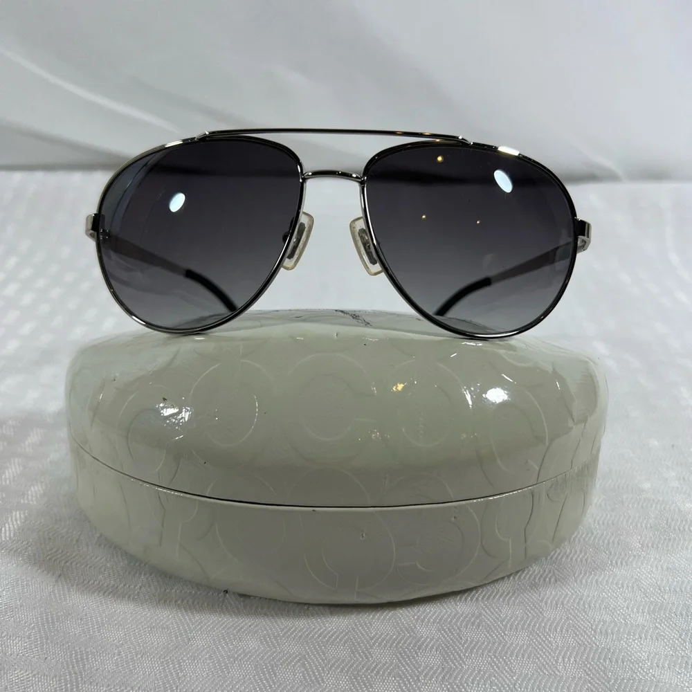 5023: Coach Lafayette S510 Chrome Aviator Sunglasses & Case